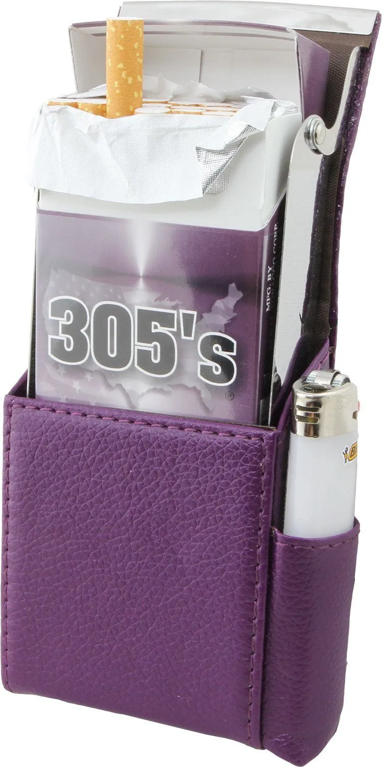Luxury Genuine Leather Black Flip Top Cigarette Case - Assorted Color Available