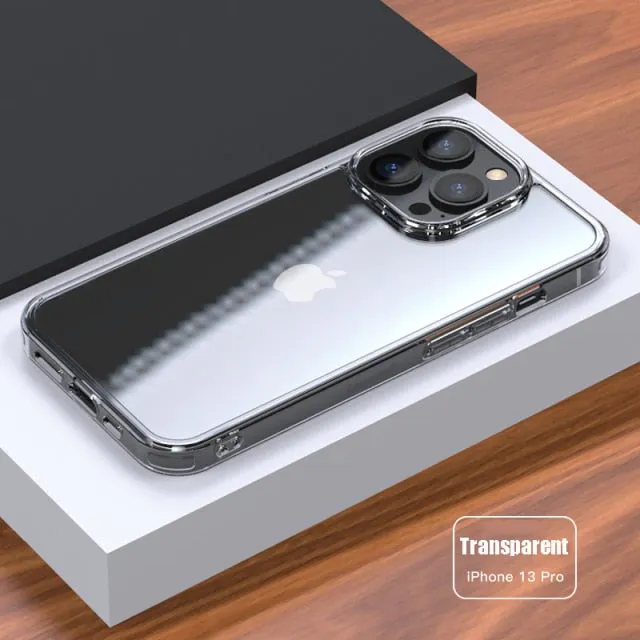 Luxury Tempered Glass Clear Case For iPhone 11 12 13 Pro XS Max 13Mini X XR Transparent Hard Case