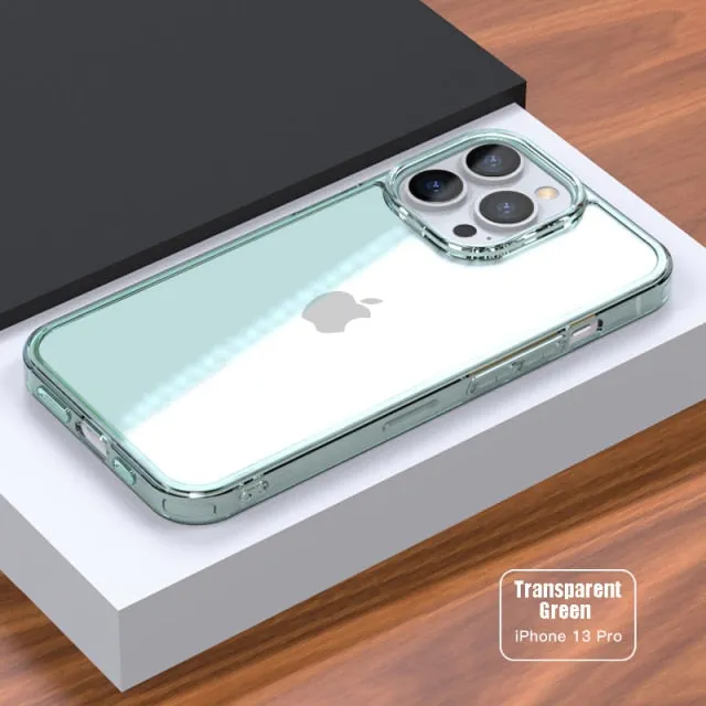 Luxury Tempered Glass Clear Case For iPhone 11 12 13 Pro XS Max 13Mini X XR Transparent Hard Case