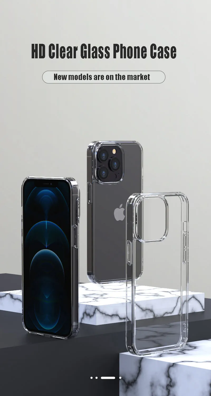 Luxury Tempered Glass Clear Case For iPhone 11 12 13 Pro XS Max 13Mini X XR Transparent Hard Case