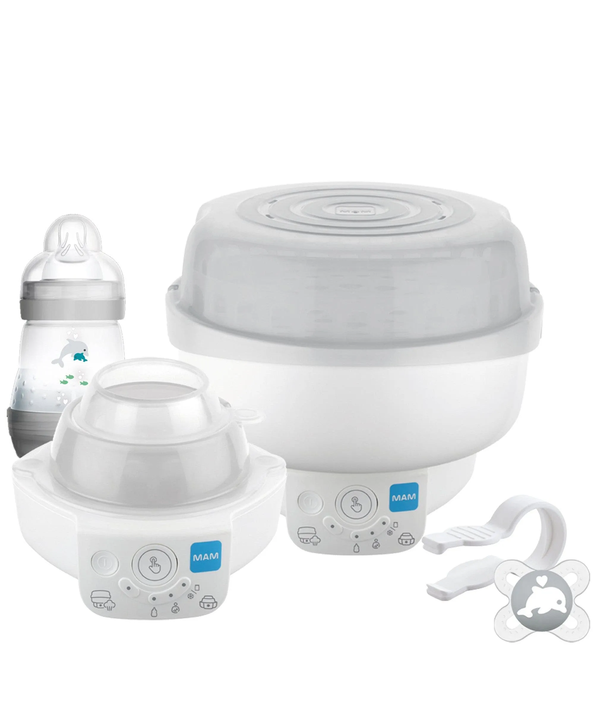 MAM Baby 6-in-1 Electric Steriliser & Large Bottle Starter Bundle - Matt Taupe