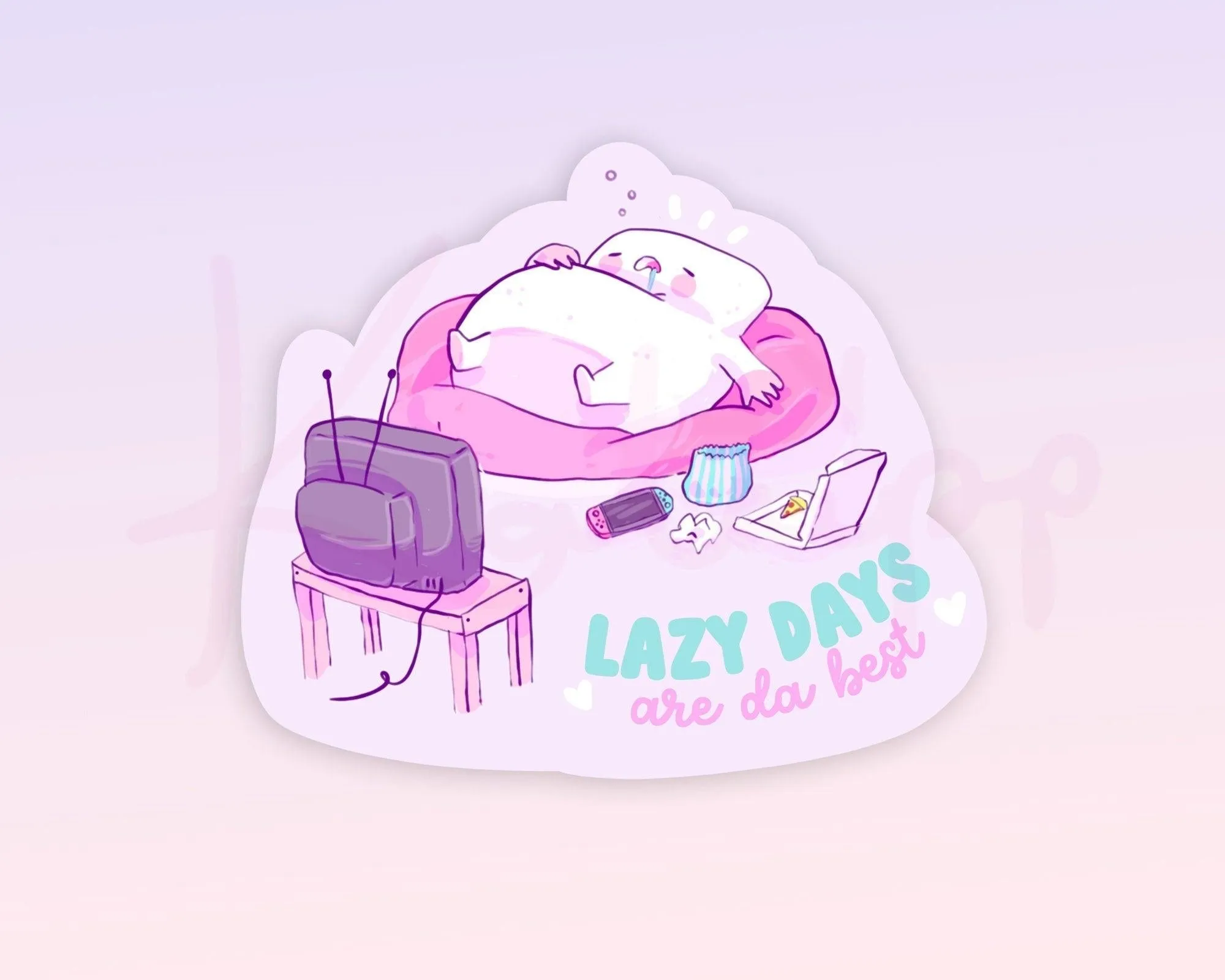 Marshie Lazy Days Vinyl Sticker | Cute Marshmallow Die-Cut Sticker | Cozy Kawaii Planner & Journal Decor