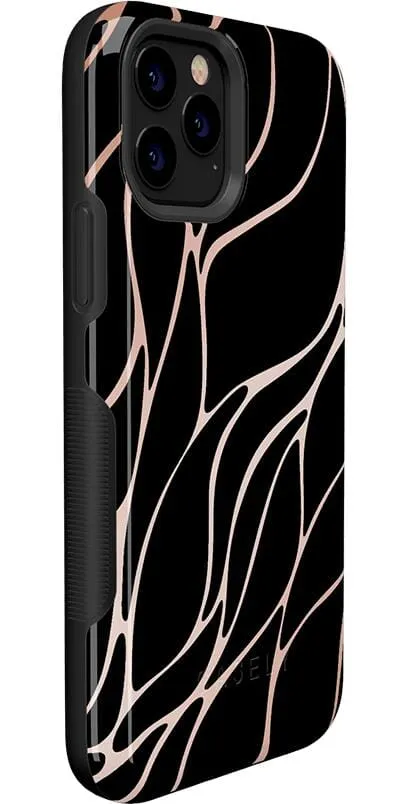 Midnight Ride | Black and Gold Metallic Waves Case
