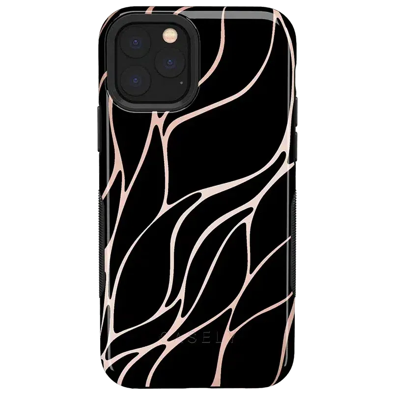 Midnight Ride | Black and Gold Metallic Waves Case