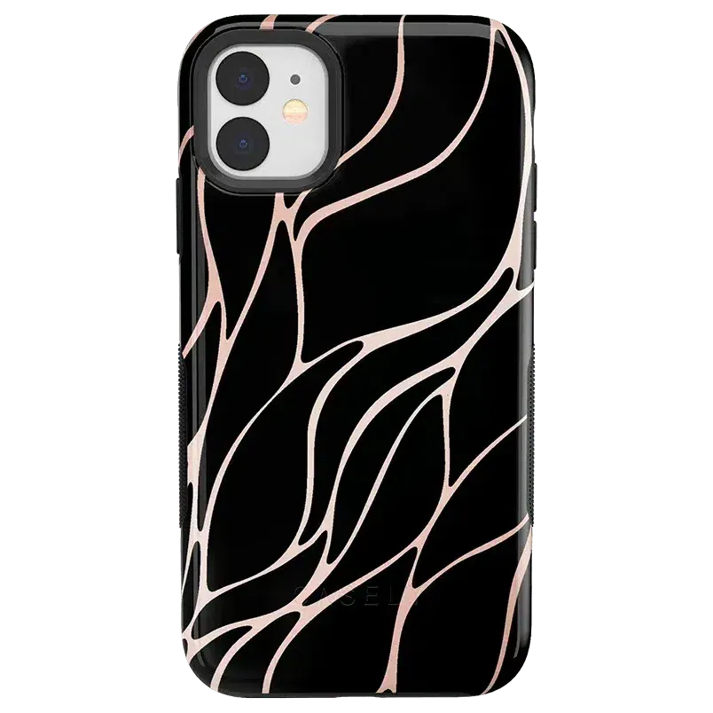 Midnight Ride | Black and Gold Metallic Waves Case