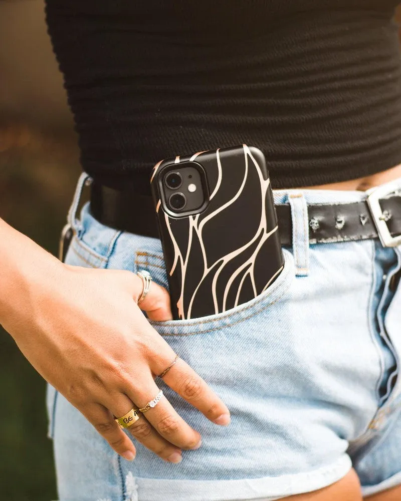 Midnight Ride | Black and Gold Metallic Waves Case