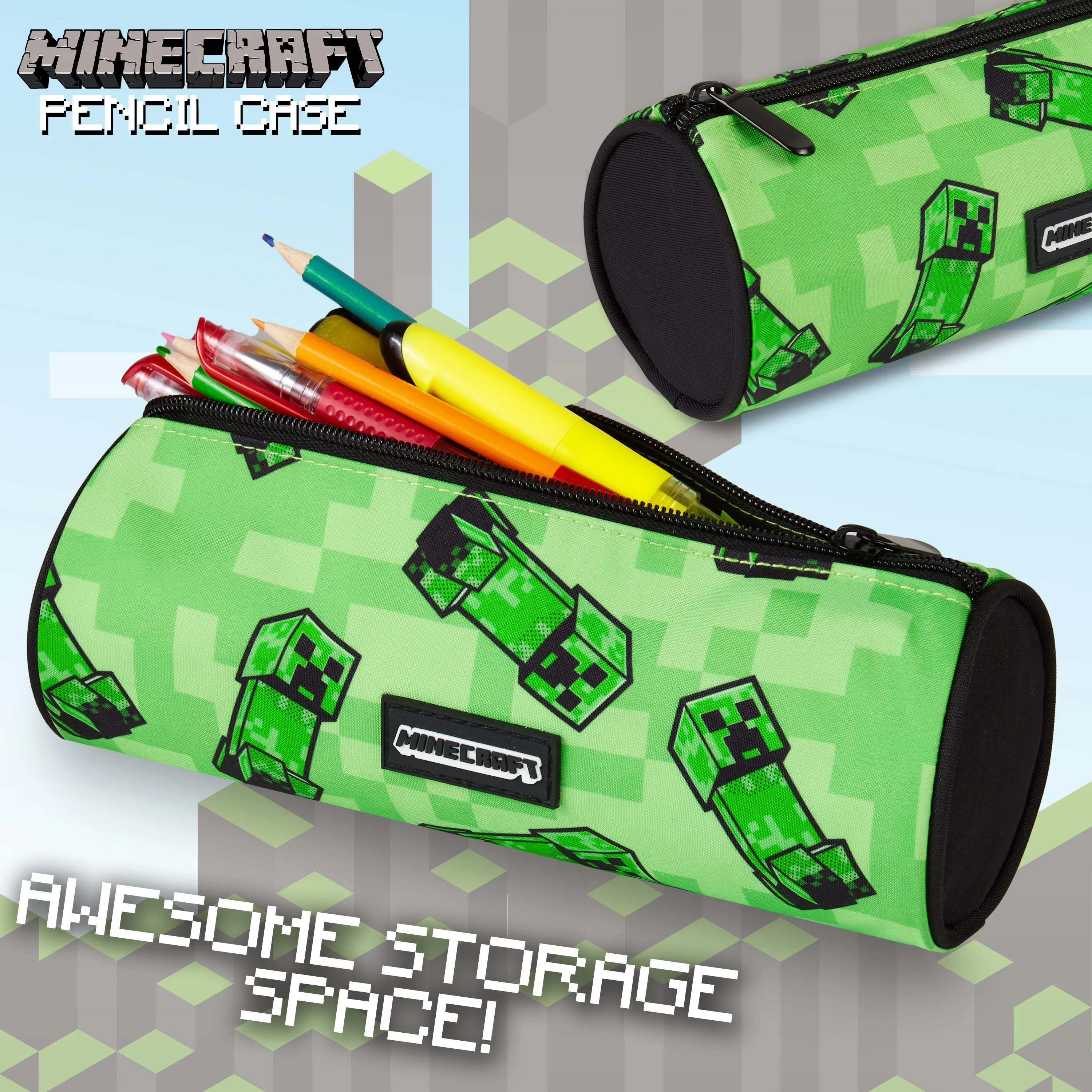 Minecraft Green Pencil Case, Kids Pencil Case, Boys School Supplies, Minecraft Gifts