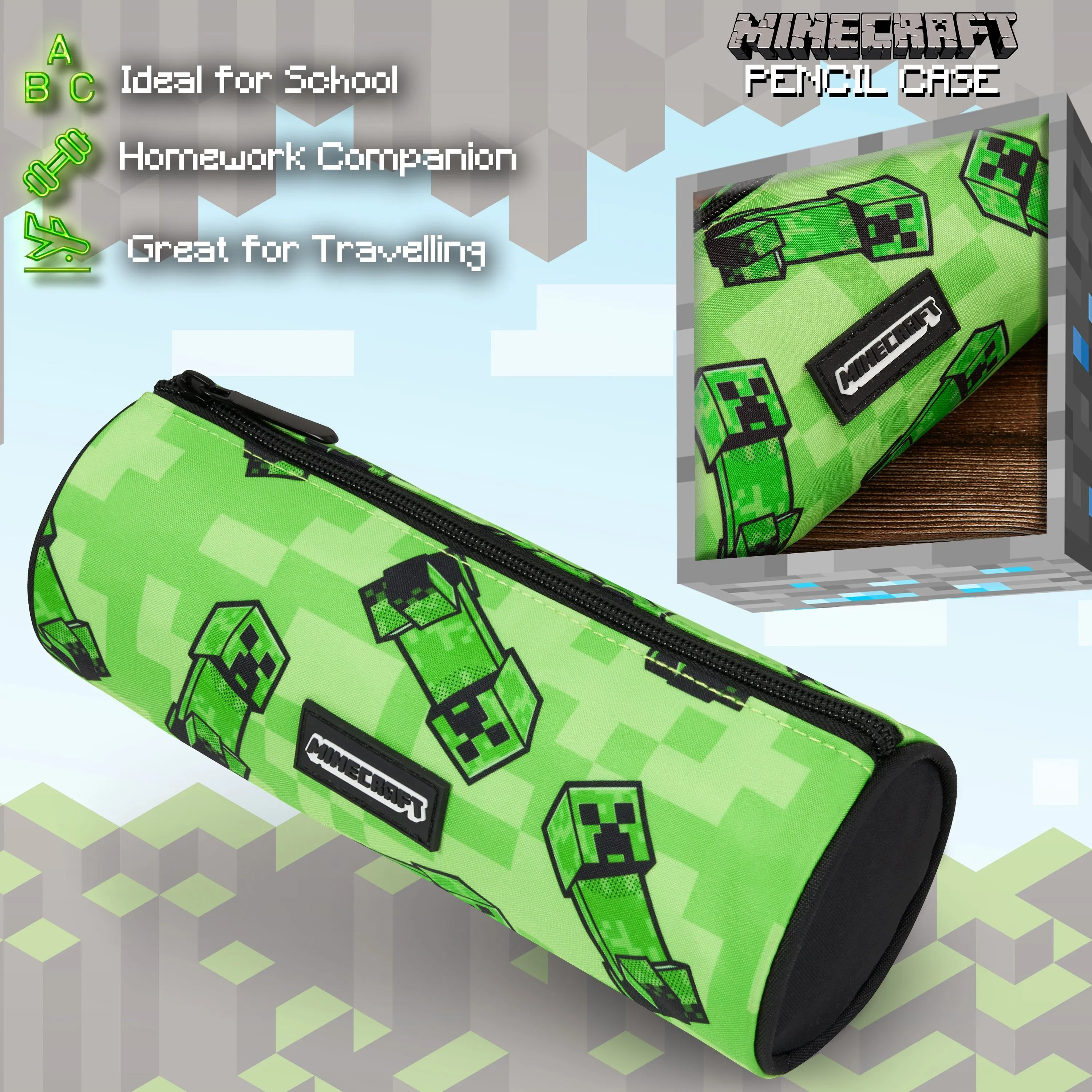 Minecraft Green Pencil Case, Kids Pencil Case, Boys School Supplies, Minecraft Gifts