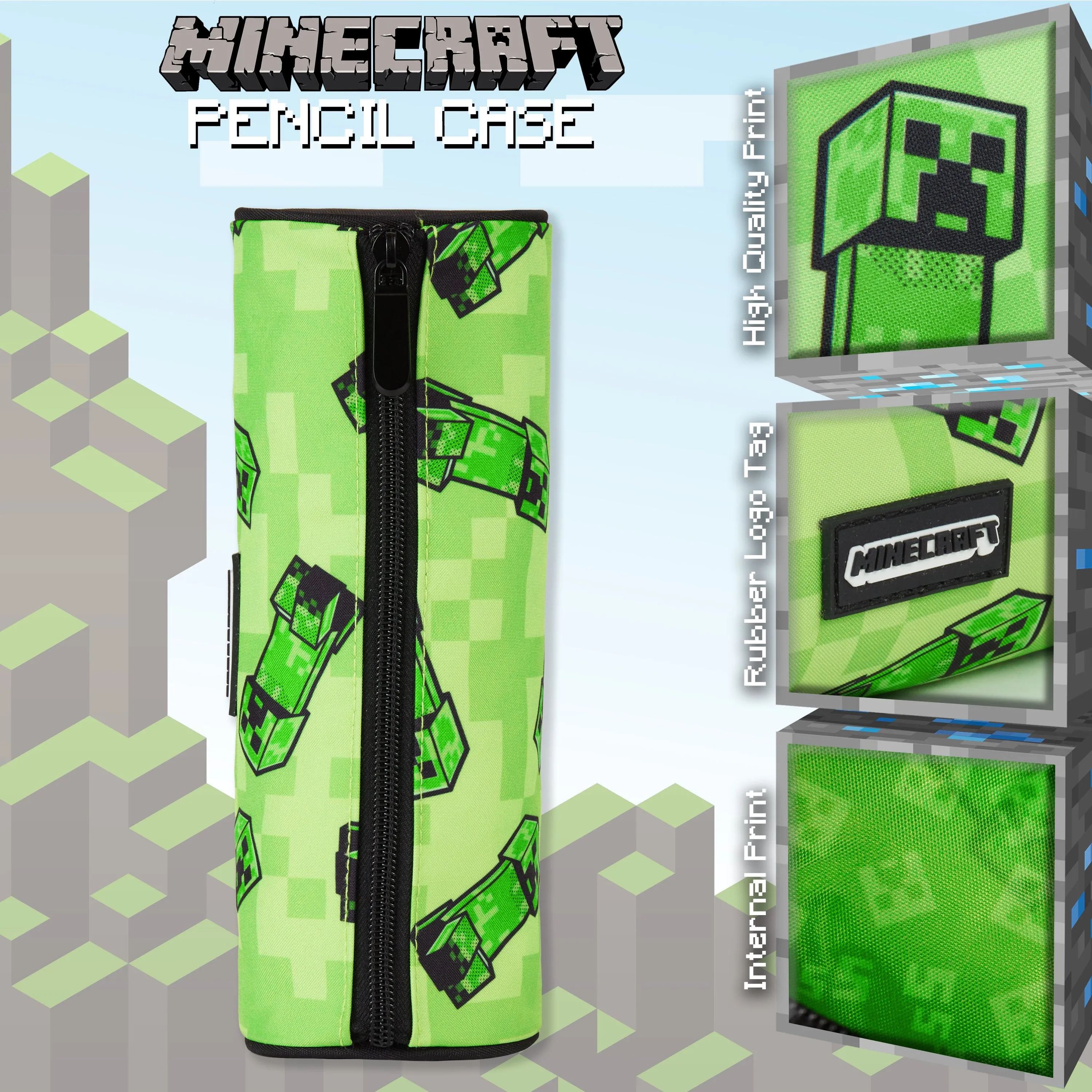 Minecraft Green Pencil Case, Kids Pencil Case, Boys School Supplies, Minecraft Gifts