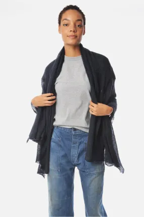 Navy Melange Barre Knit Cashmere Stole