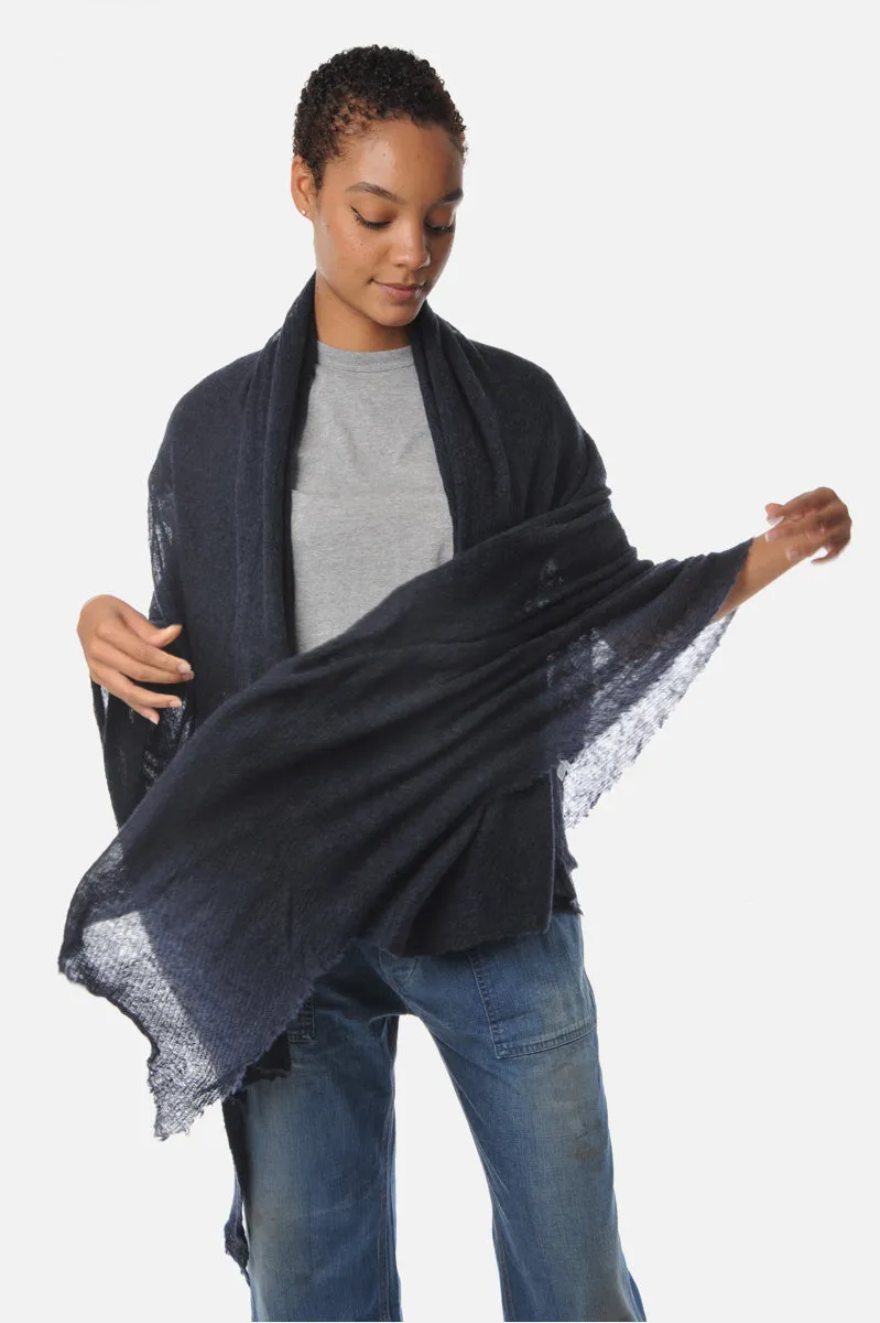 Navy Melange Barre Knit Cashmere Stole
