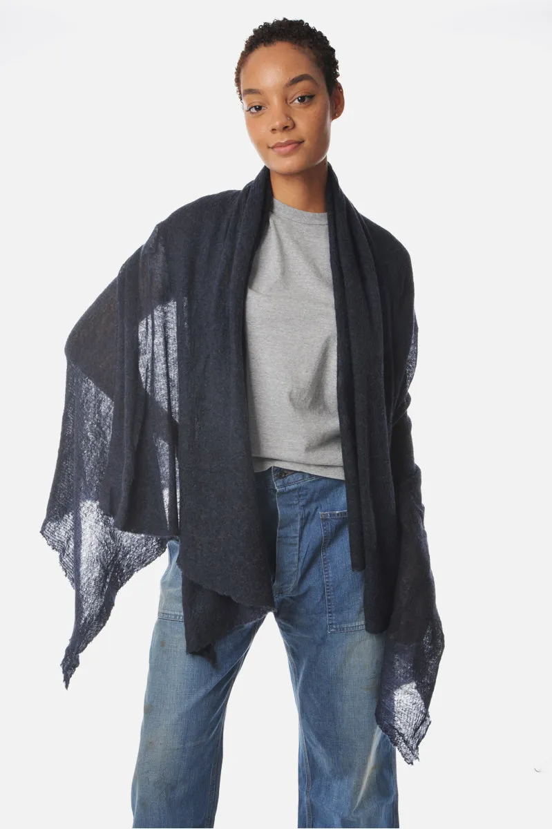 Navy Melange Barre Knit Cashmere Stole