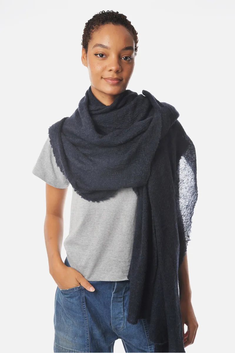 Navy Melange Barre Knit Cashmere Stole