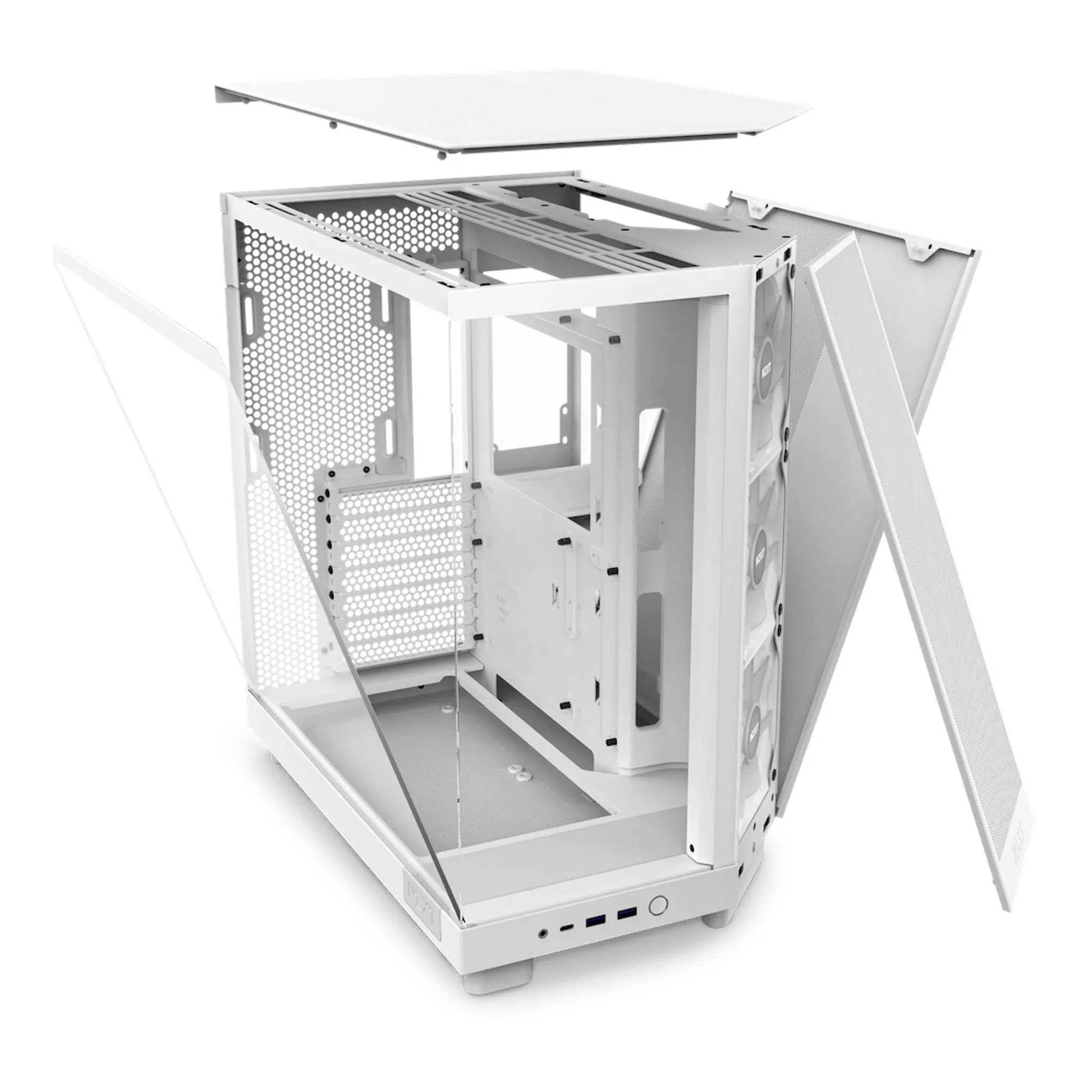NZXT CC-H61FW-R1 H6 Flow RGB Mid-Tower Dual-Chamber Airflow ATX Case - White