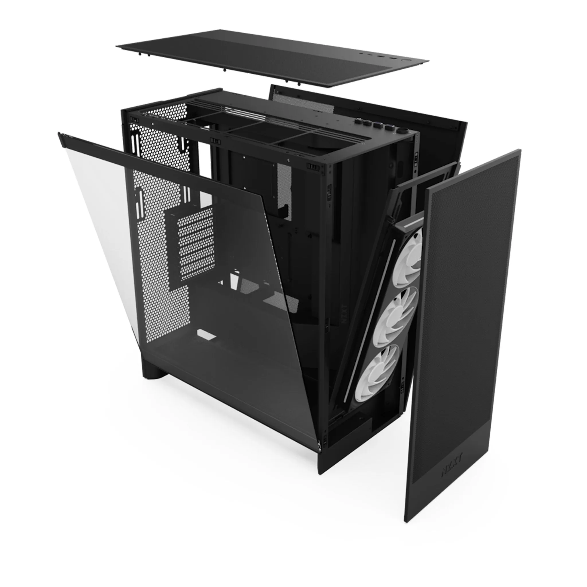 NZXT CM-H72FB-R1 H7 Flow RGB Mid-Tower ATX Airflow Case with RGB Fans - Black