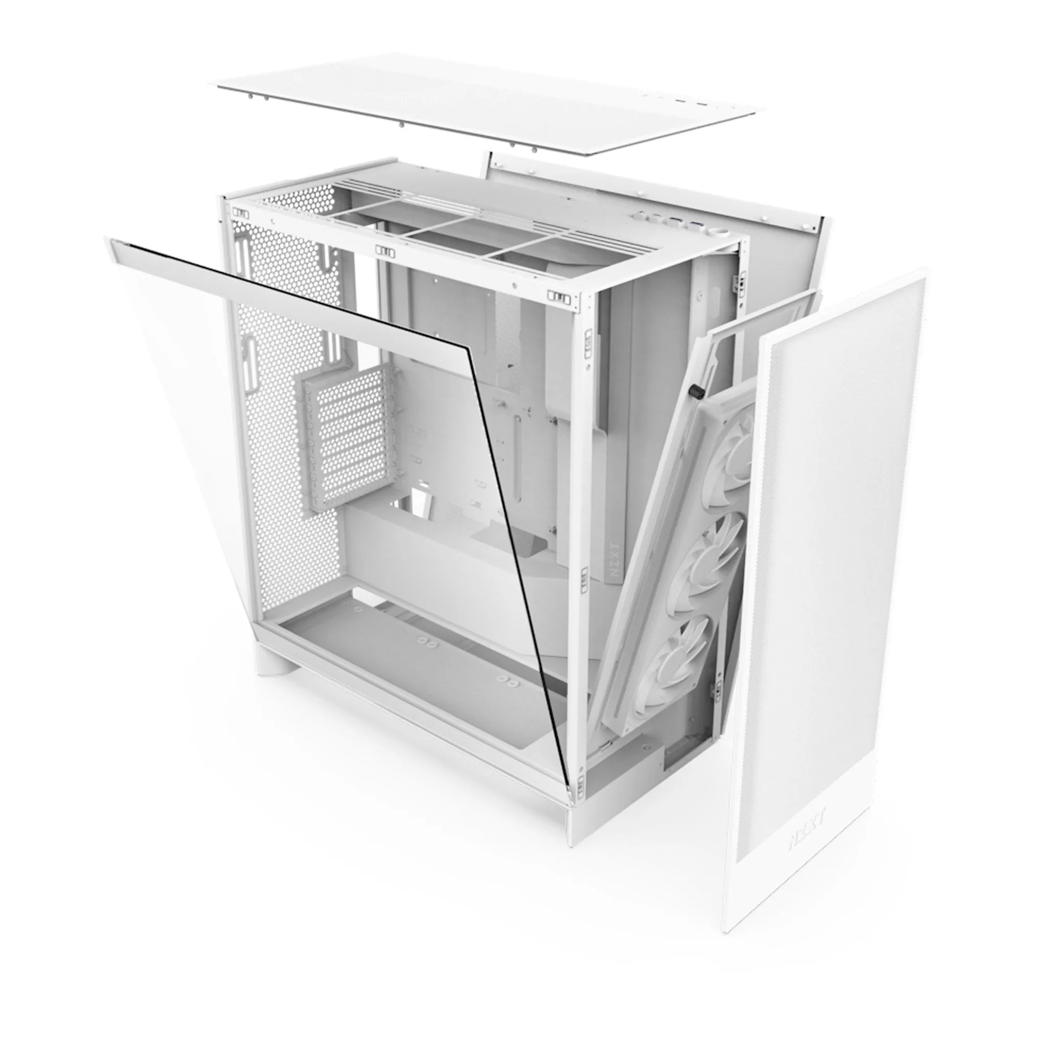 NZXT CM-H72FW-R1 H7 Flow RGB Mid-Tower ATX Airflow Case with RGB Fans - White