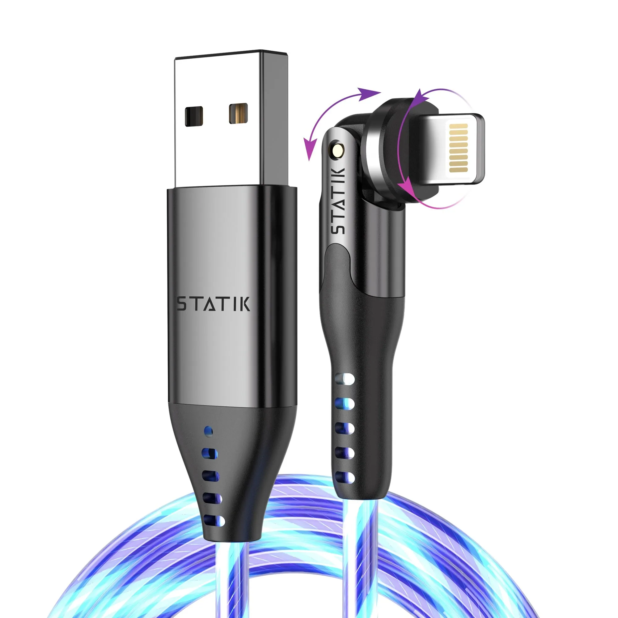 PowerPivot™ GloBright | USB-A to USB-C or Lightning | Data & Charge