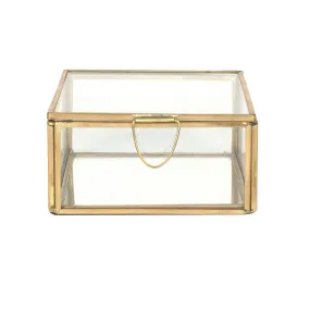 Present Time Illusion Small Square Metal and Mirror Case Brass Finish