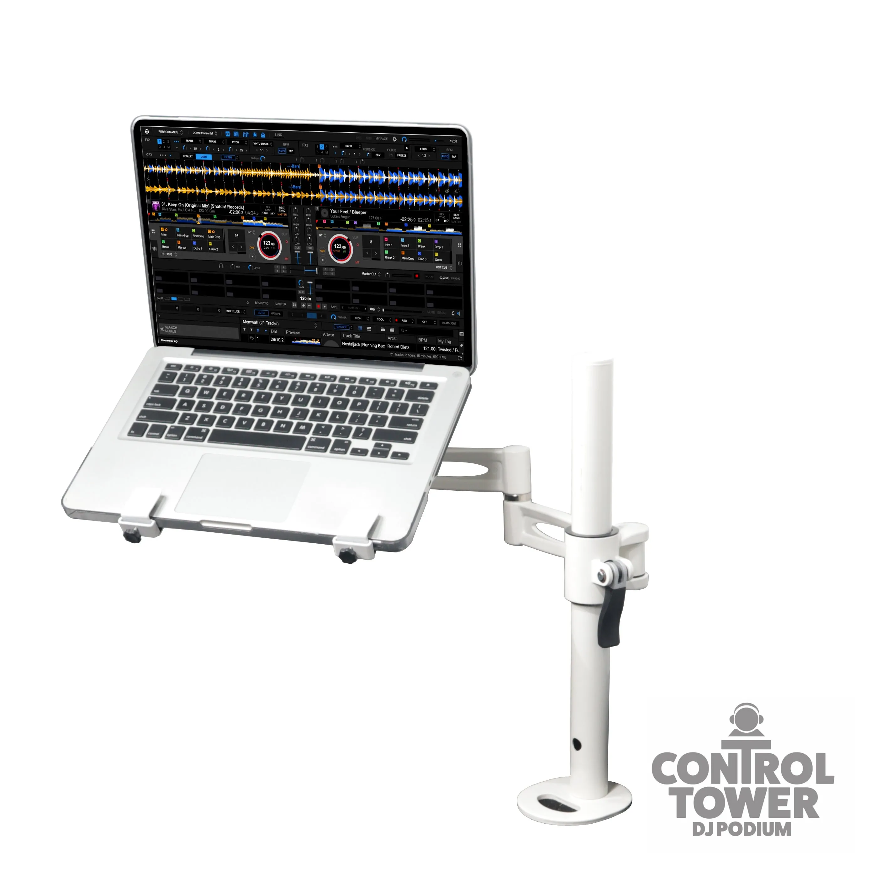 ProX XZF-LTARM PKG WH White Articulating Laptop Tray Arm Pole for Control Tower White Finish
