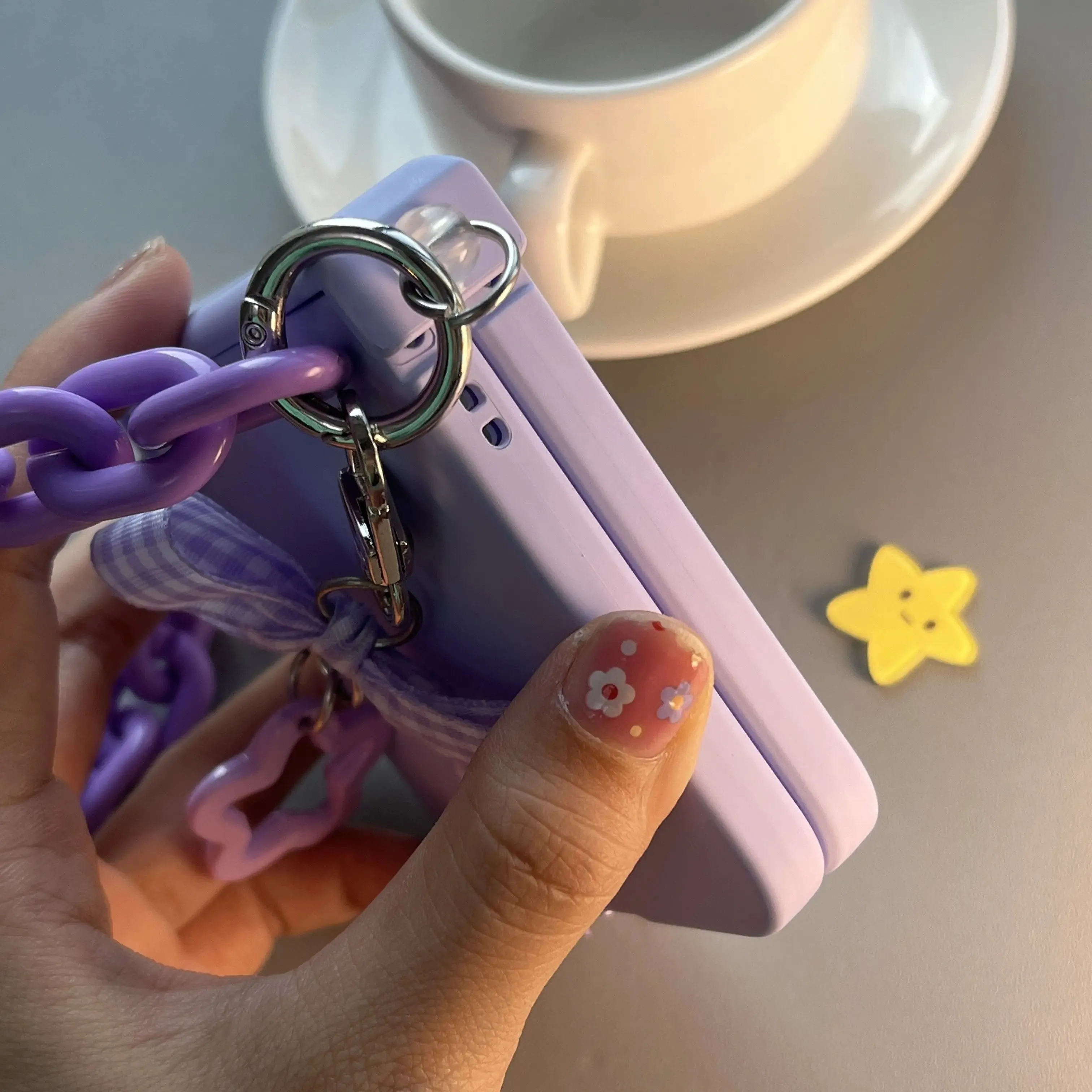 Purple Silicone Phone Case With Pendant