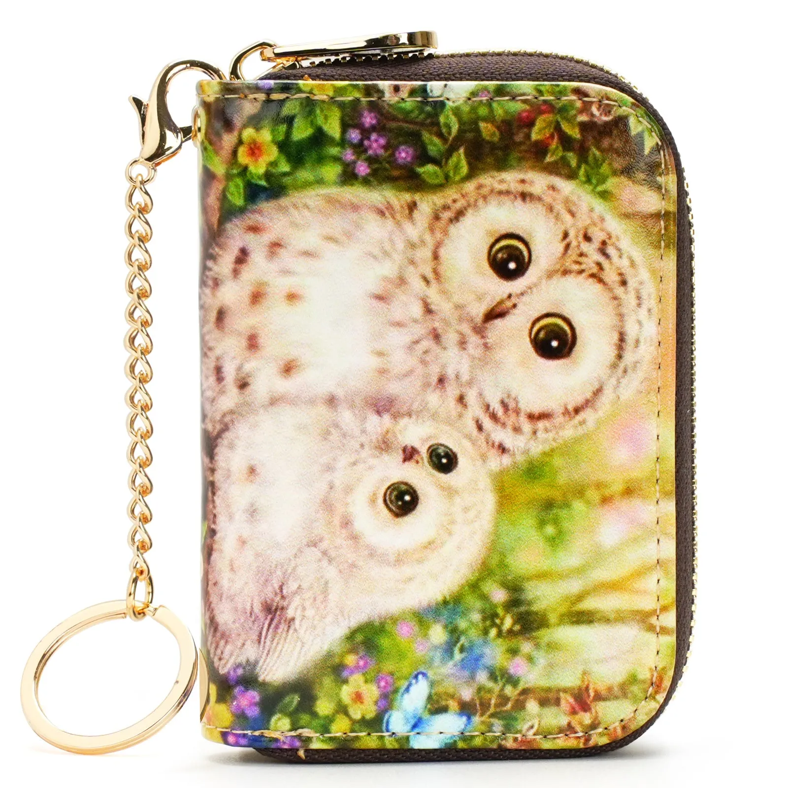 RFID Credit Card Holder Wallets for Women Leather Zipper Card Case for Ladie