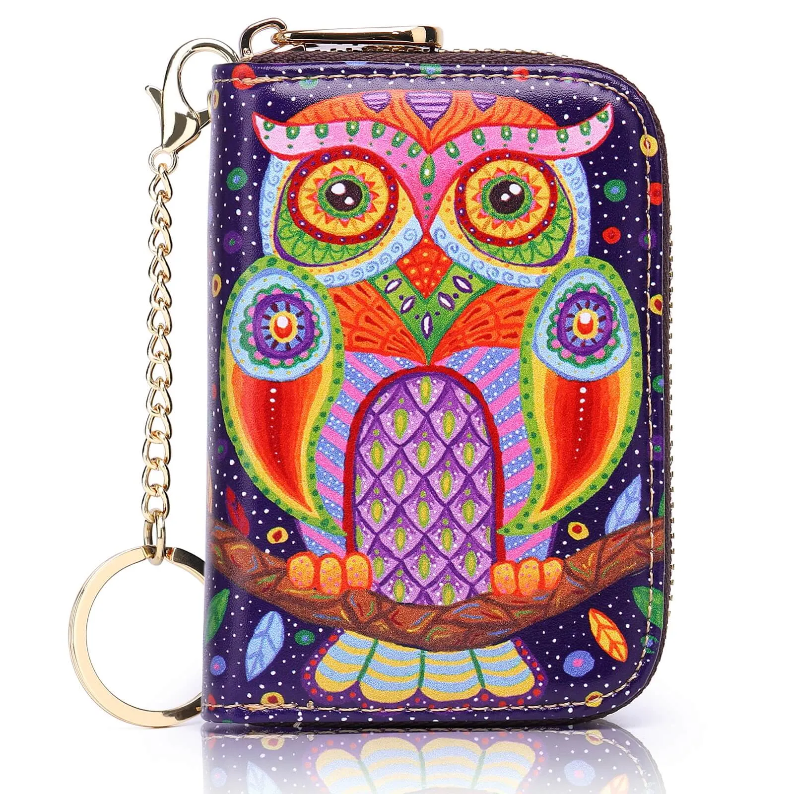 RFID Credit Card Holder Wallets for Women Leather Zipper Card Case for Ladie