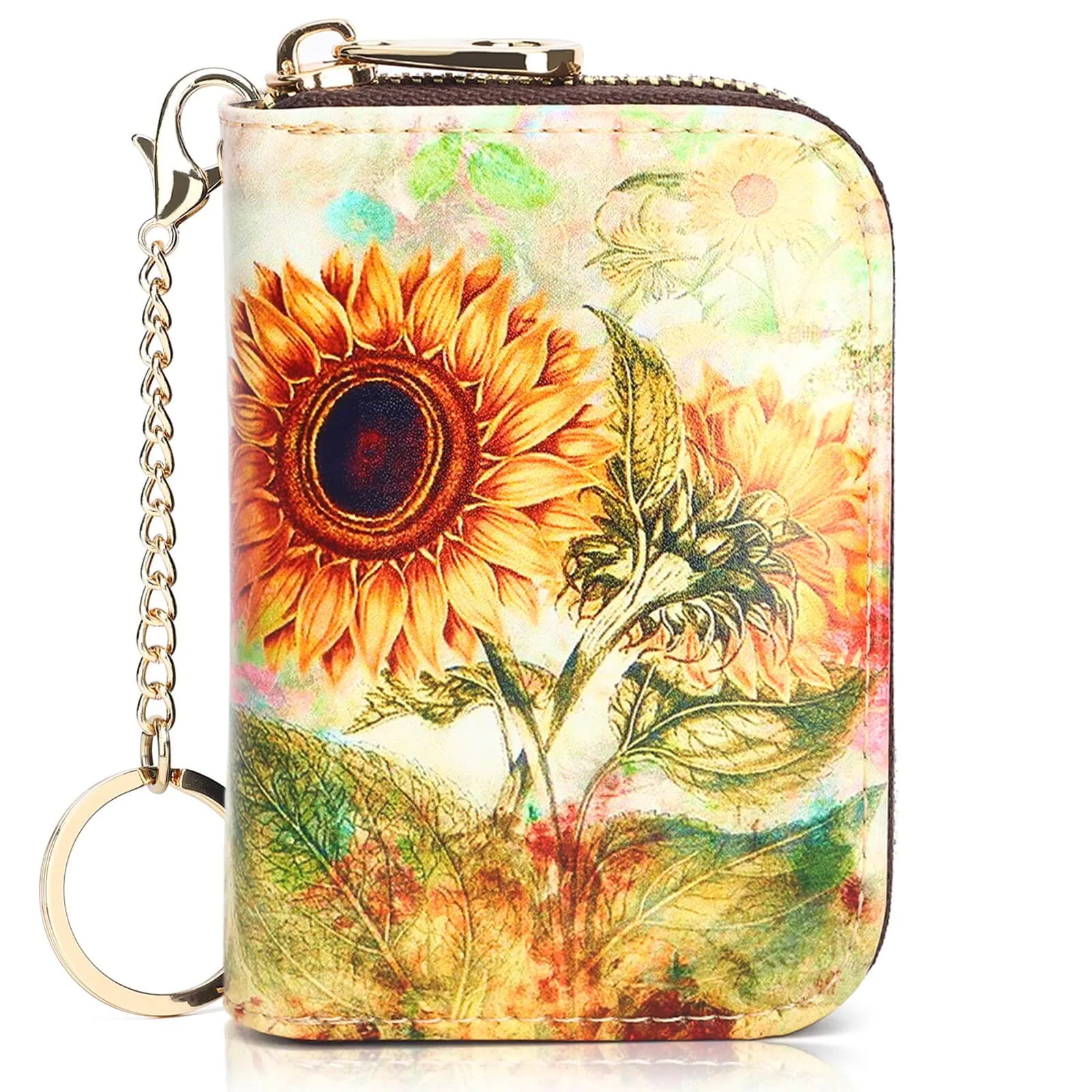 RFID Credit Card Holder Wallets for Women Leather Zipper Card Case for Ladie