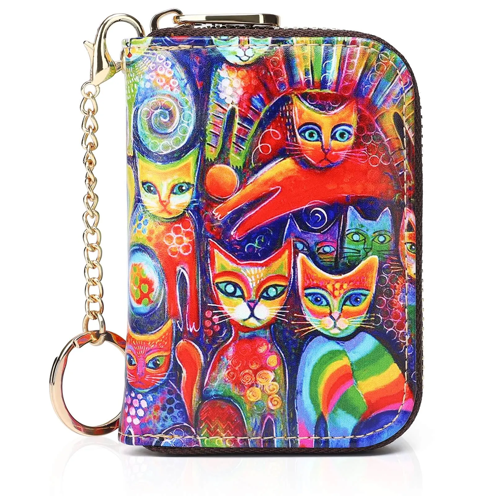 RFID Credit Card Holder Wallets for Women Leather Zipper Card Case for Ladie
