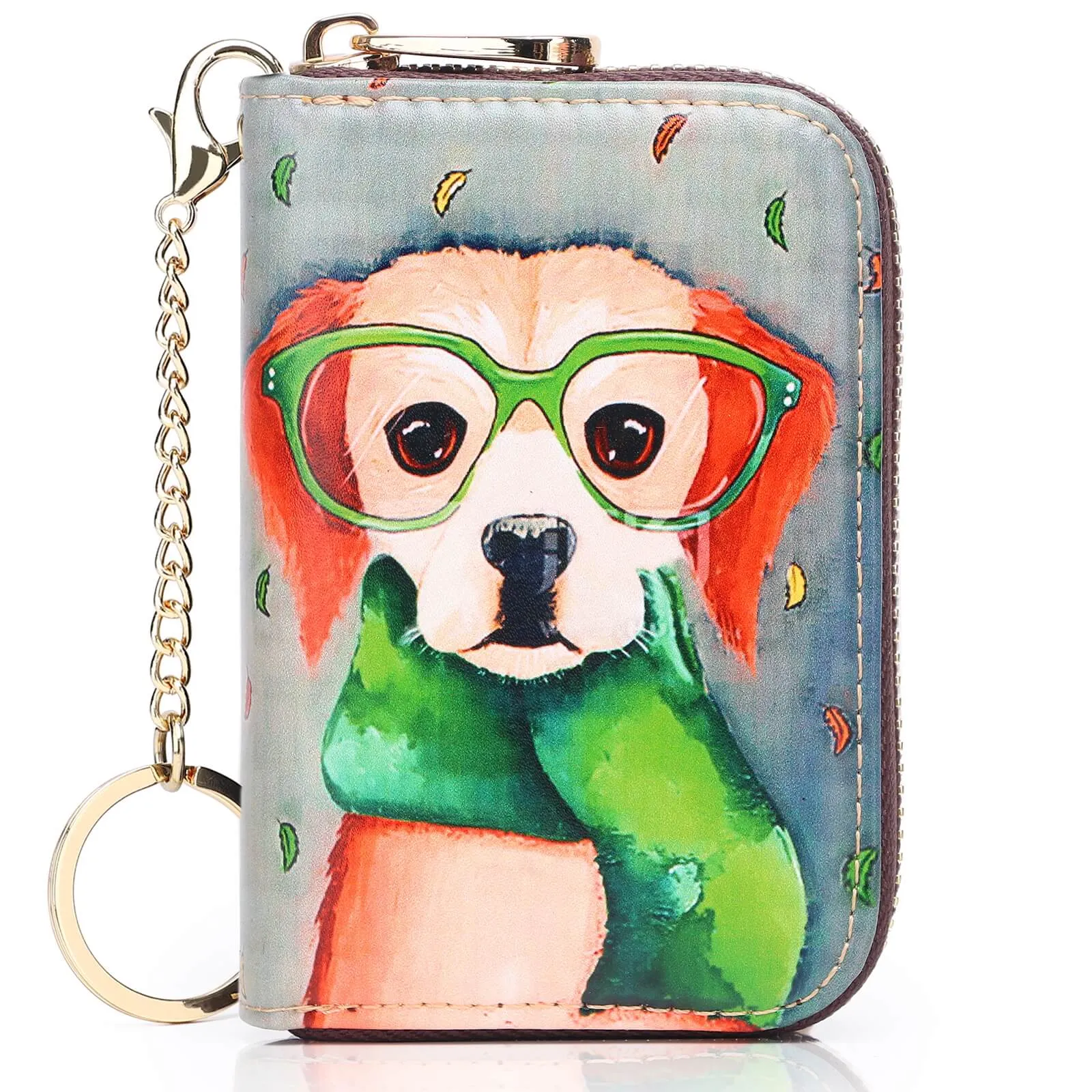 RFID Credit Card Holder Wallets for Women Leather Zipper Card Case for Ladie