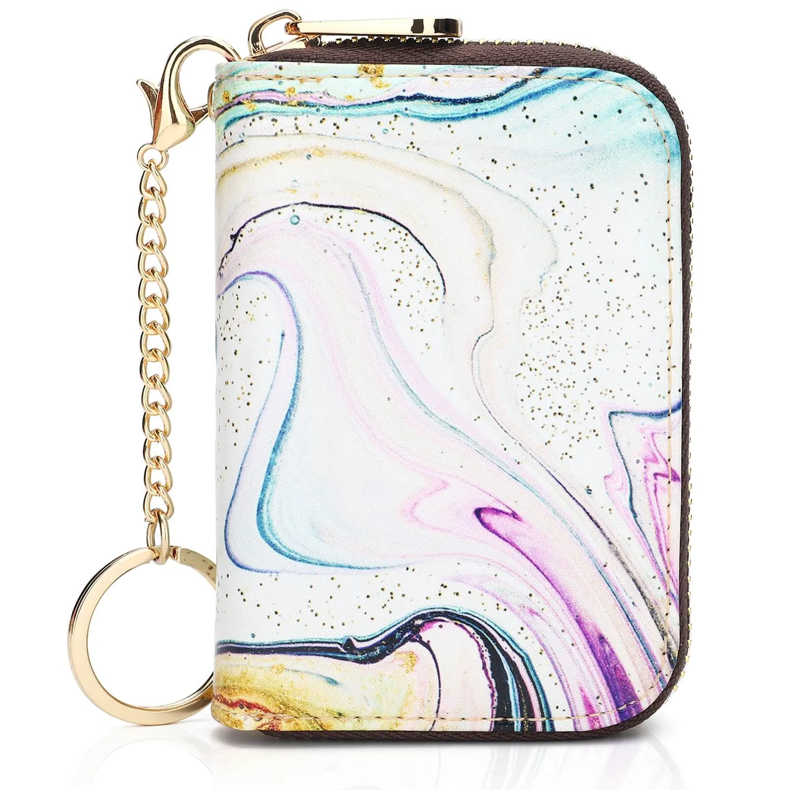 RFID Credit Card Holder Wallets for Women Leather Zipper Card Case for Ladie