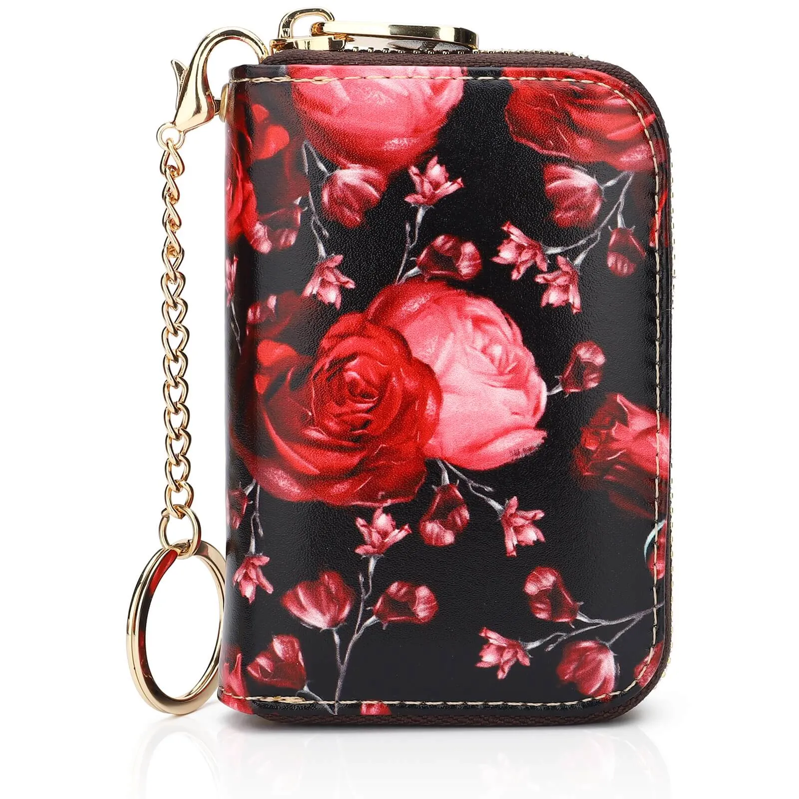 RFID Credit Card Holder Wallets for Women Leather Zipper Card Case for Ladie