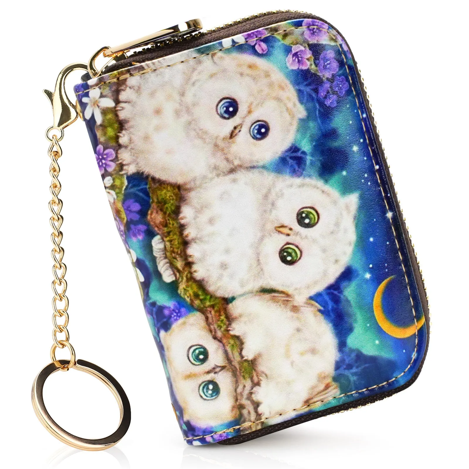 RFID Credit Card Holder Wallets for Women Leather Zipper Card Case for Ladie