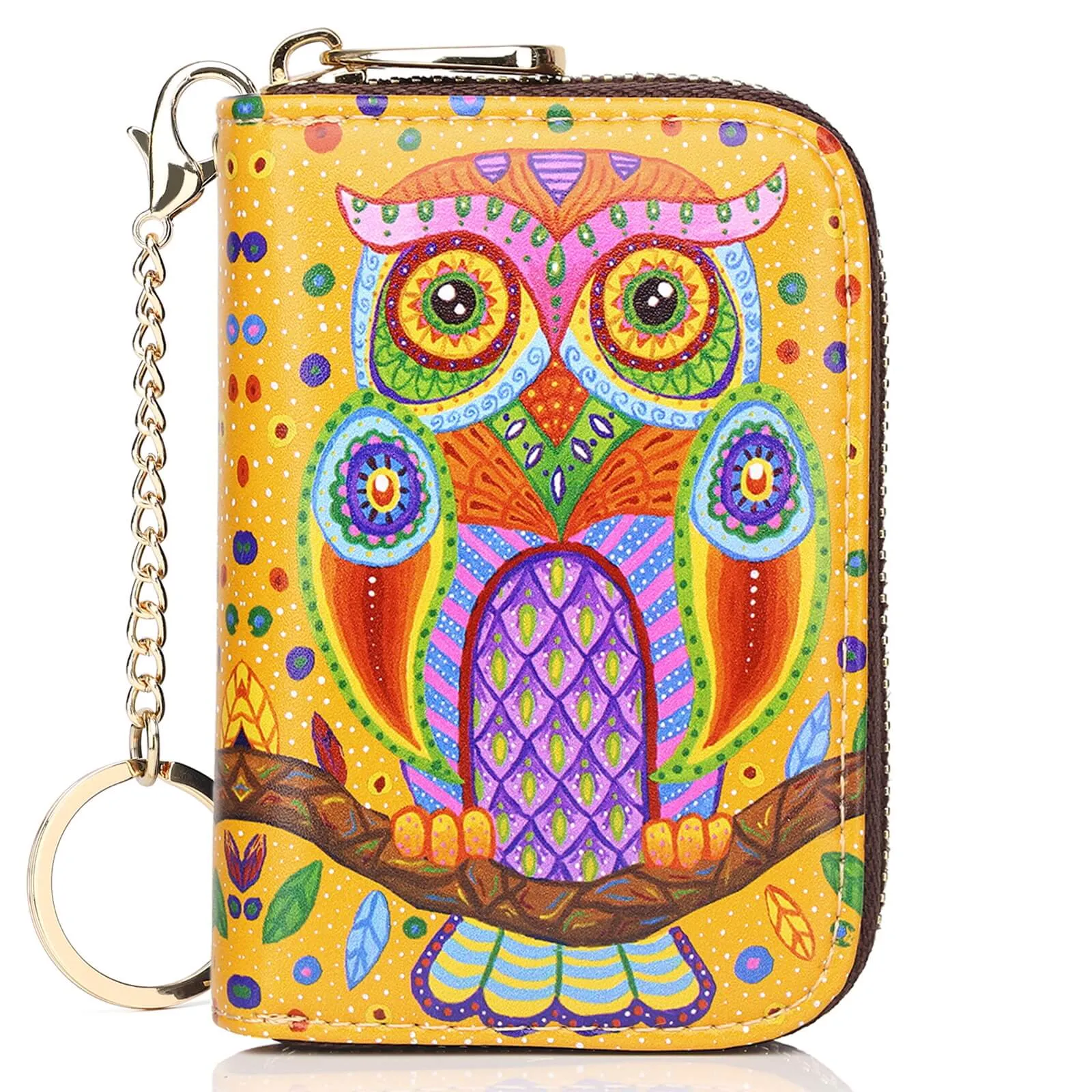RFID Credit Card Holder Wallets for Women Leather Zipper Card Case for Ladie