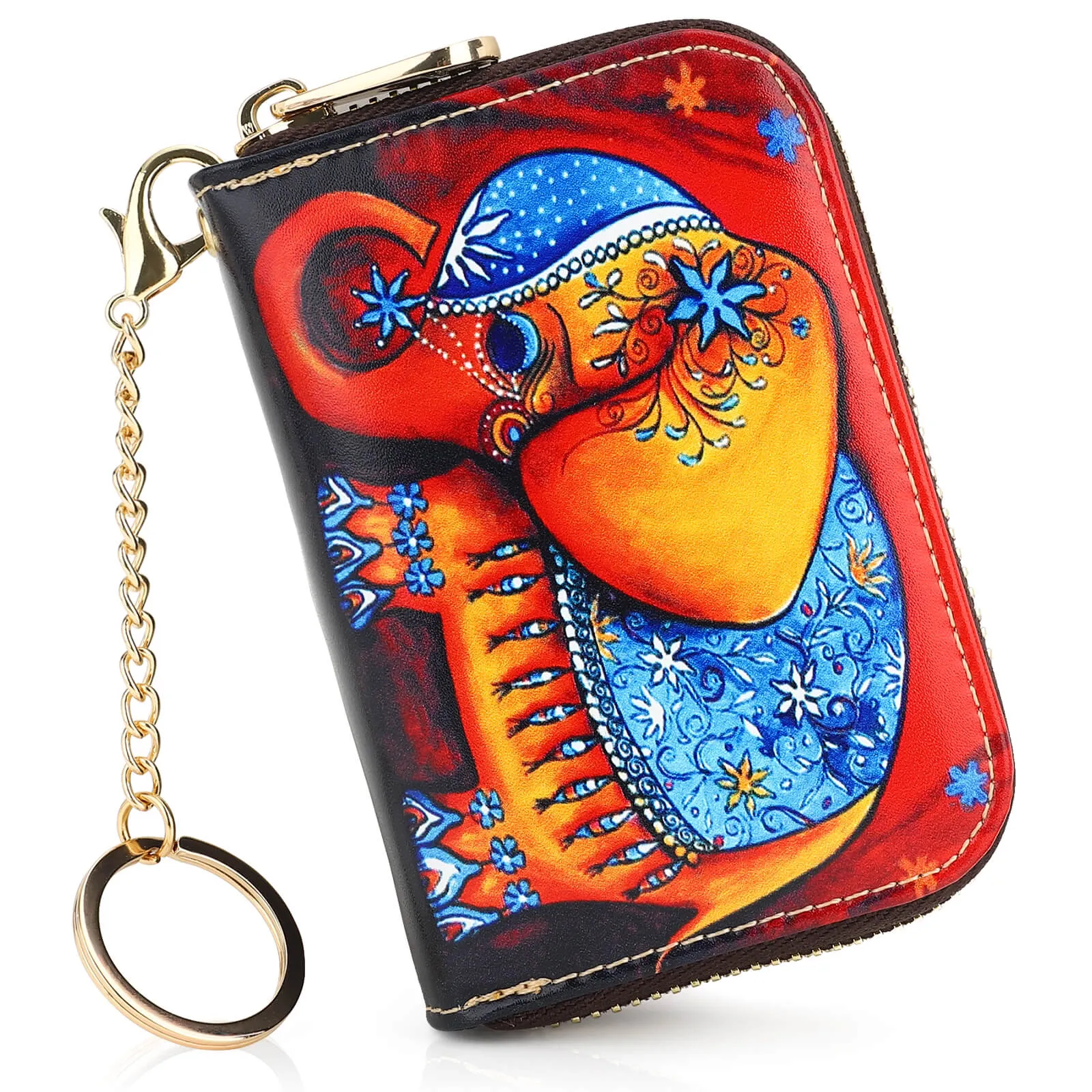 RFID Credit Card Holder Wallets for Women Leather Zipper Card Case for Ladie