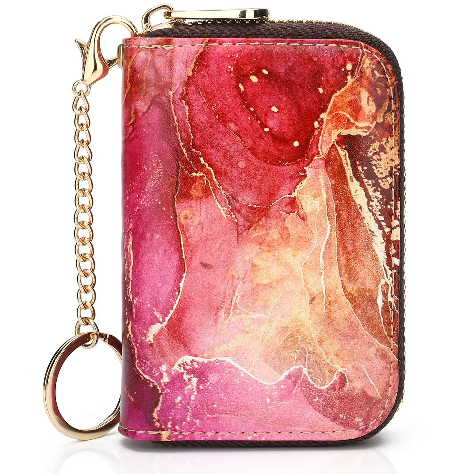 RFID Credit Card Holder Wallets for Women Leather Zipper Card Case for Ladie