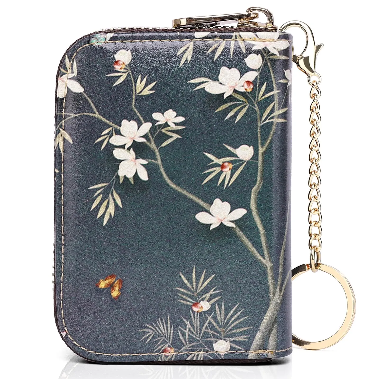 RFID Credit Card Holder Wallets for Women Leather Zipper Card Case for Ladie