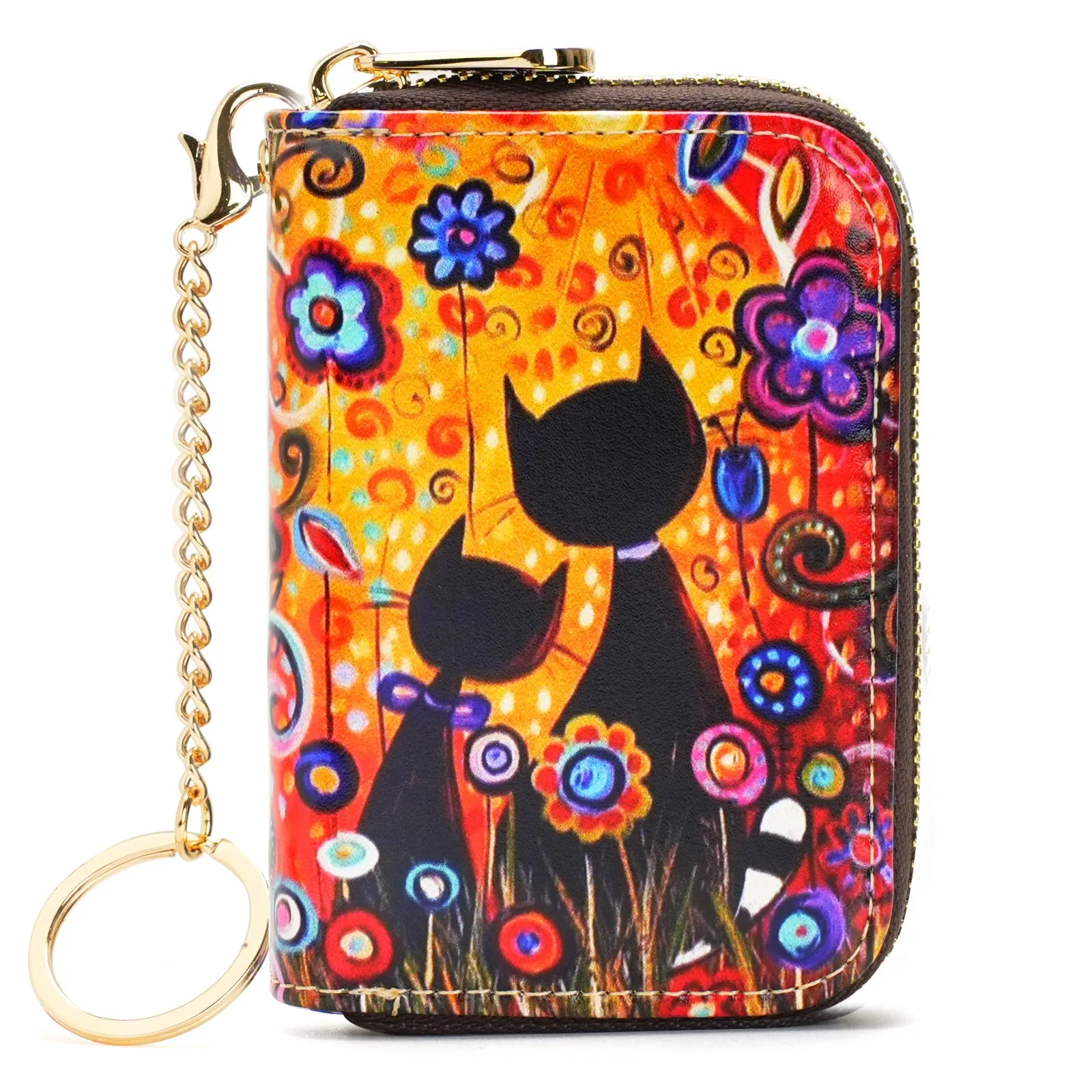 RFID Credit Card Holder Wallets for Women Leather Zipper Card Case for Ladie