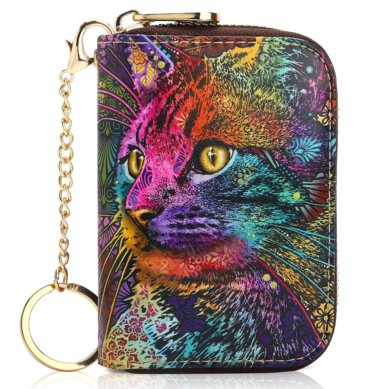 RFID Credit Card Holder Wallets for Women Leather Zipper Card Case for Ladie