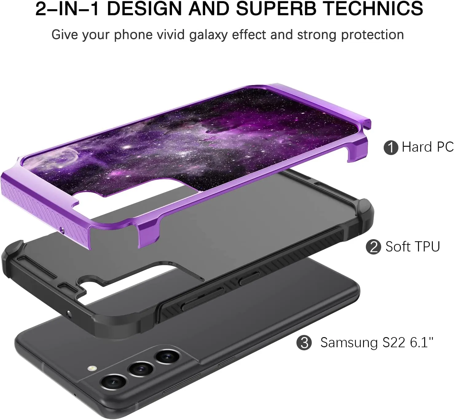 Samsung Galaxy S22 Case, Slim Glow Shockproof Protective Phone Case
