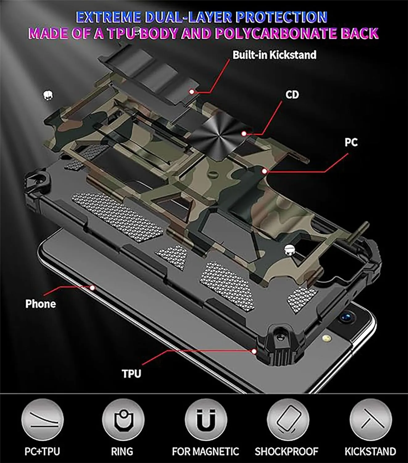 Samsung Galaxy S24 Plus Metal Kickstand Camo Phone Cover