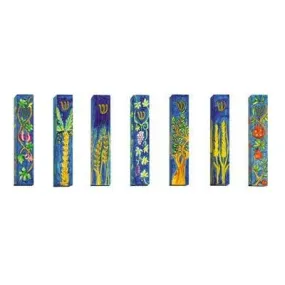 Seven Species Wooden Mezuzahs By Yair Emanuel (Kosher Parchment included)