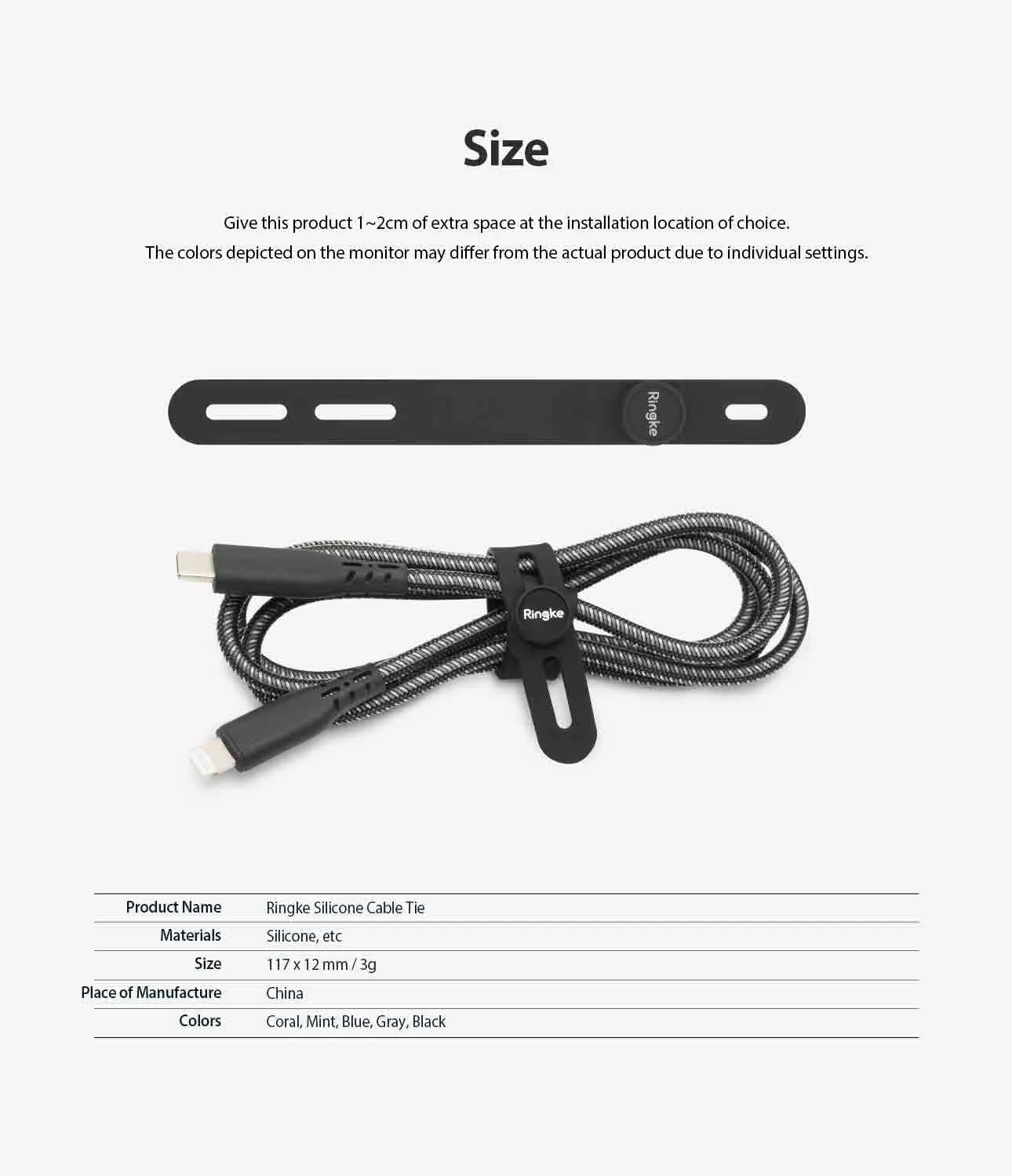 Silicone Cable Tie 15 pack (Assorted Colors)