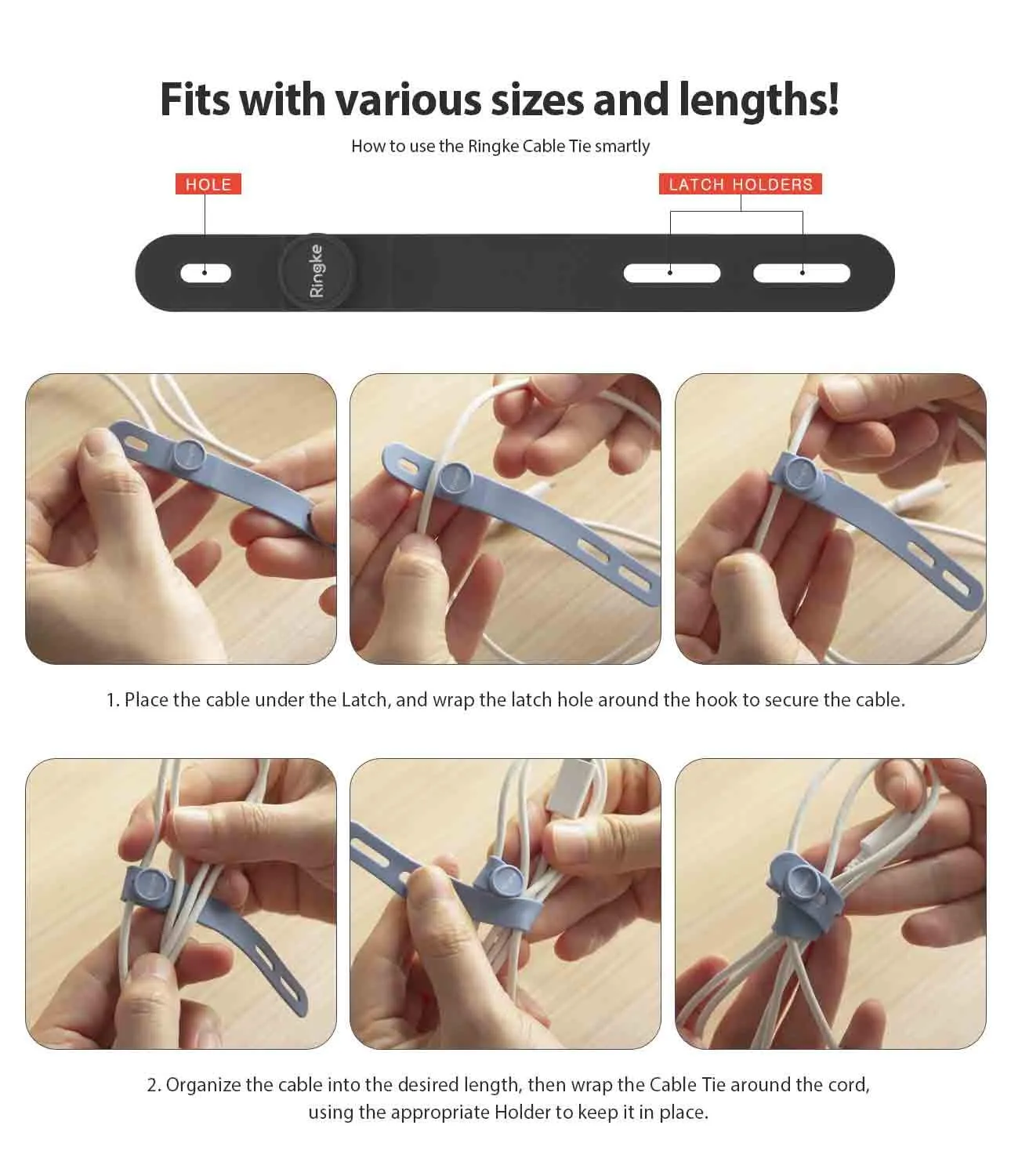 Silicone Cable Tie 15 pack (Assorted Colors)