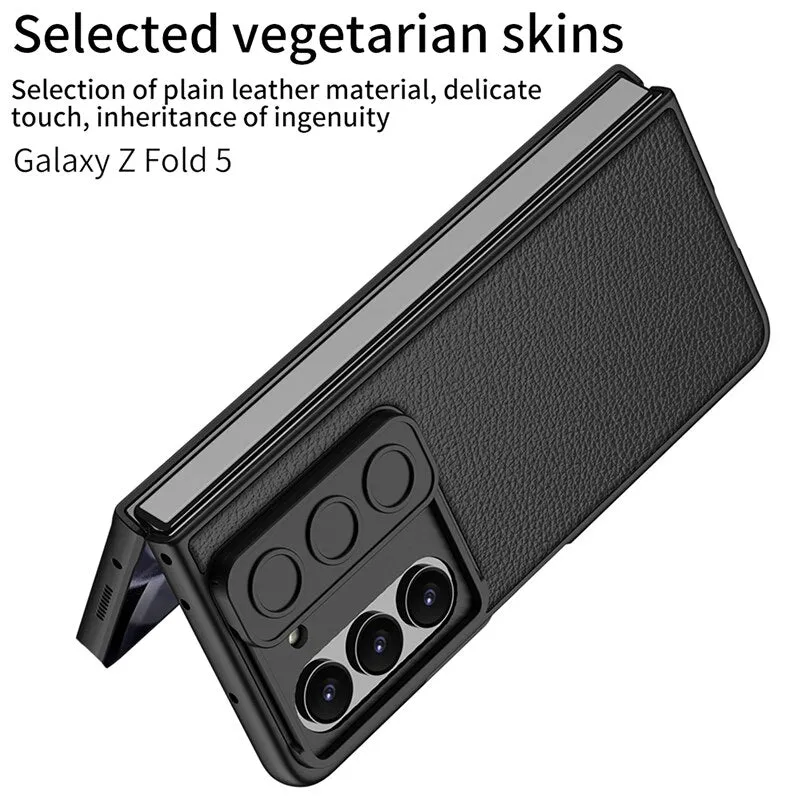 Slim Hard Matte PC Slide Camera Phone Case with Front Screen Glass Film For Samsung Galaxy Z Fold 5