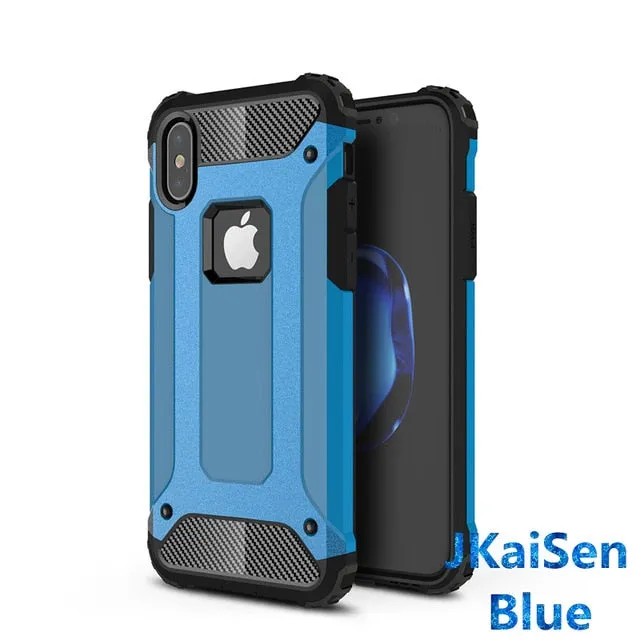 Strong Hybrid Tough Shockproof Armor Phone Back Case for iPhone 5 5S SE 6 6S 7 8 Plus X XS XR MAX Hard Rugged Impact Cover Cases