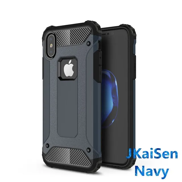 Strong Hybrid Tough Shockproof Armor Phone Back Case for iPhone 5 5S SE 6 6S 7 8 Plus X XS XR MAX Hard Rugged Impact Cover Cases