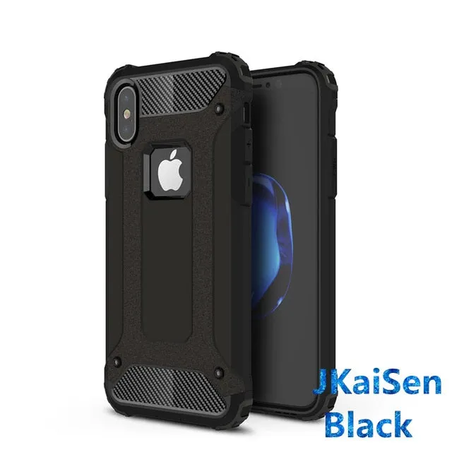 Strong Hybrid Tough Shockproof Armor Phone Back Case for iPhone 5 5S SE 6 6S 7 8 Plus X XS XR MAX Hard Rugged Impact Cover Cases