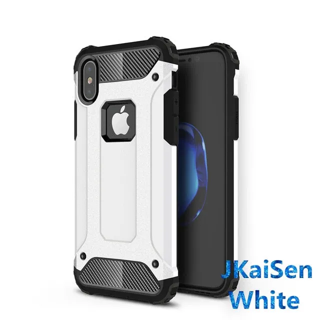 Strong Hybrid Tough Shockproof Armor Phone Back Case for iPhone 5 5S SE 6 6S 7 8 Plus X XS XR MAX Hard Rugged Impact Cover Cases
