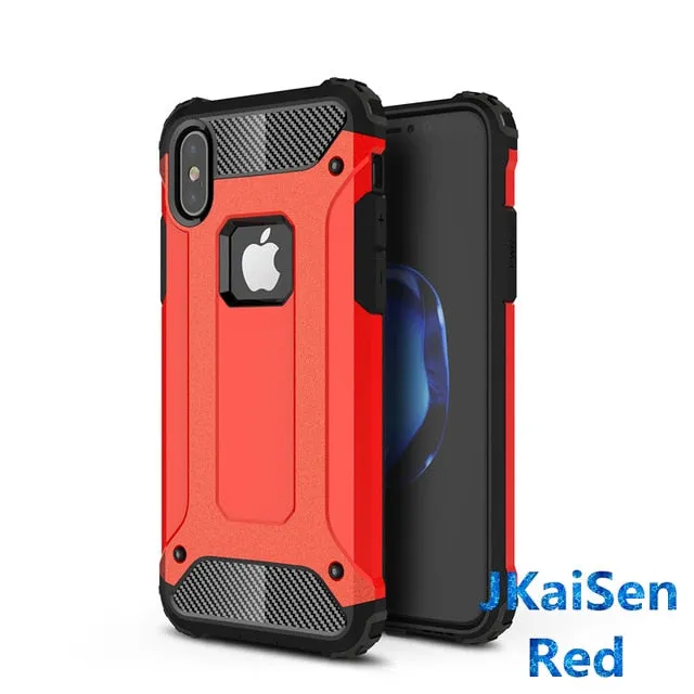 Strong Hybrid Tough Shockproof Armor Phone Back Case for iPhone 5 5S SE 6 6S 7 8 Plus X XS XR MAX Hard Rugged Impact Cover Cases