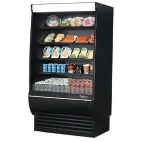 Turbo Air TOM-36DXB-SP-A-N 11 cu.ft. 36" 115V Black Solid Mirrored Sides Extra Deep Refrigerated Vertical Open Display Case